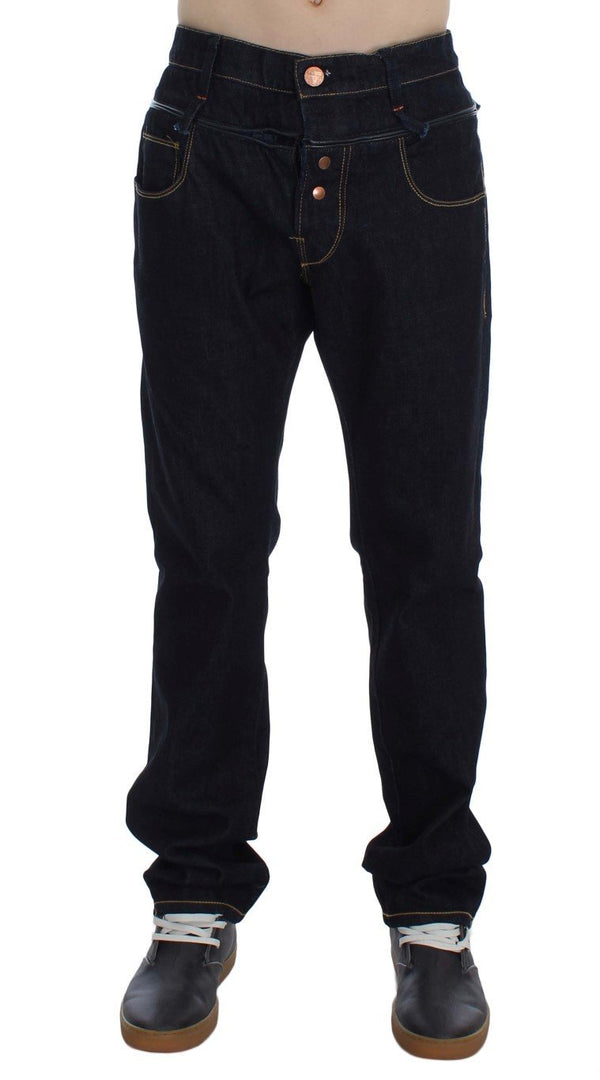 Dark Blue Cotton Denim Regular Fit Jeans