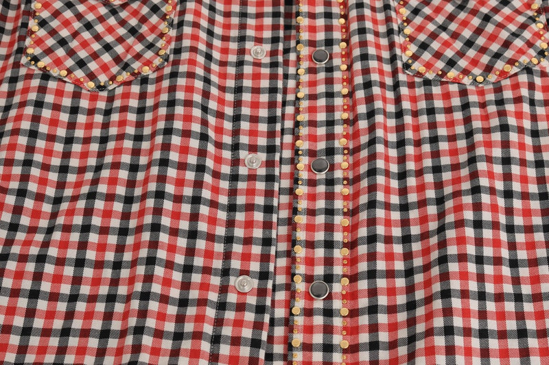 Red White Check Cotton Slim Fit Shirt