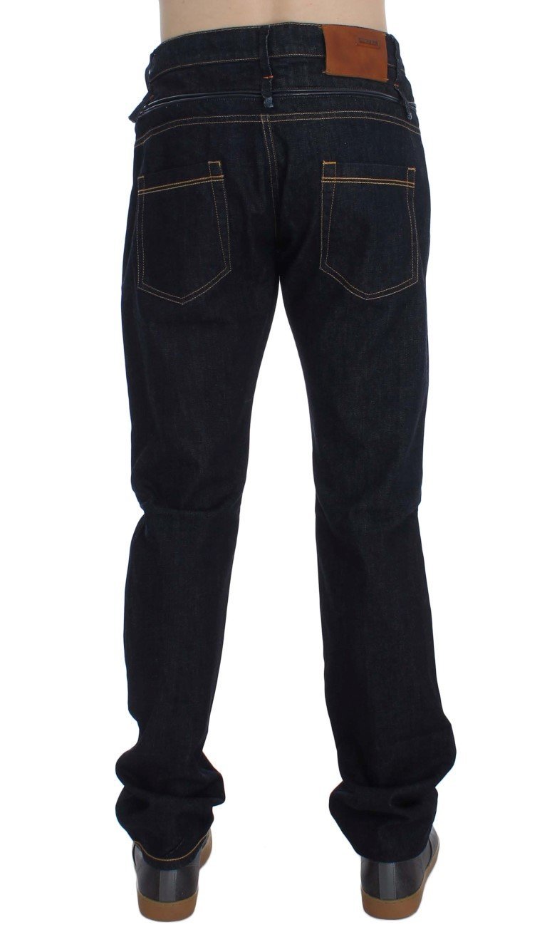 Dark Blue Cotton Denim Regular Fit Jeans