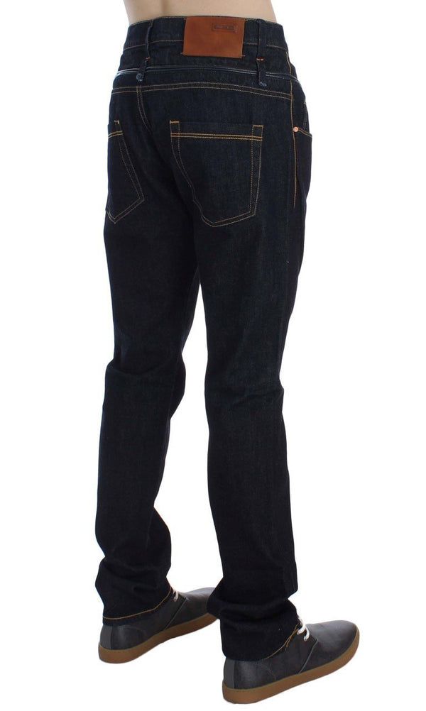 Dark Blue Cotton Denim Regular Fit Jeans