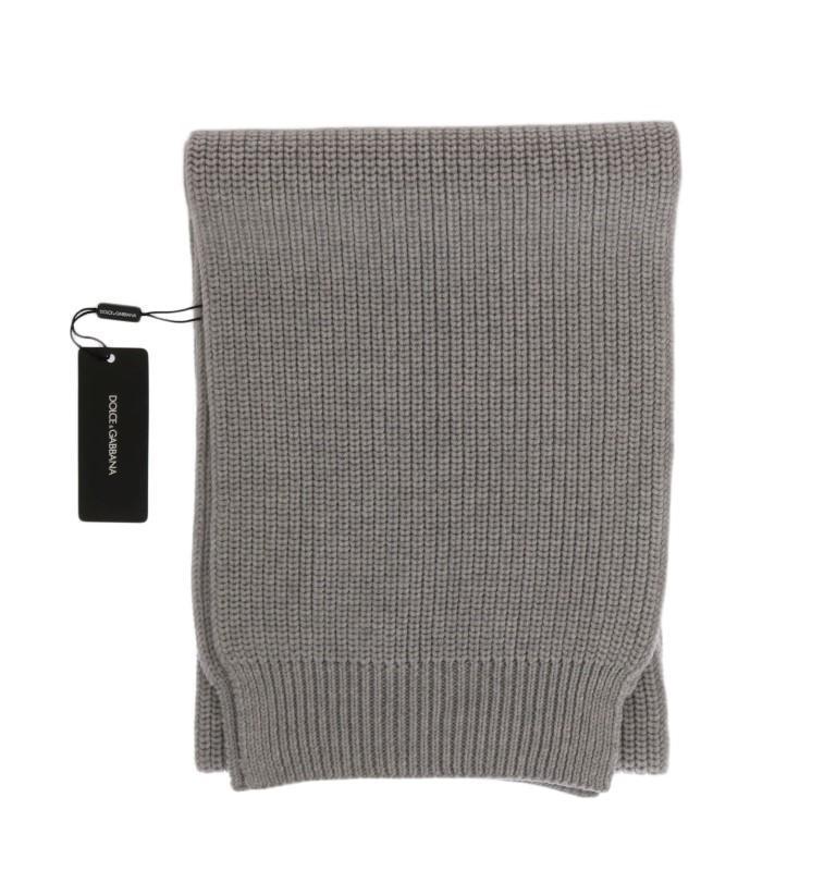 Gray Virgin Wool Knitted Scarf