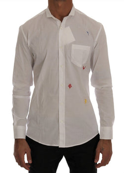 White Cotton Embroidered Casual Shirt