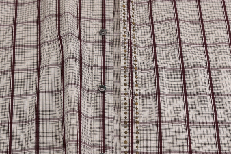 Pink White Check Cotton Slim Fit Shirt