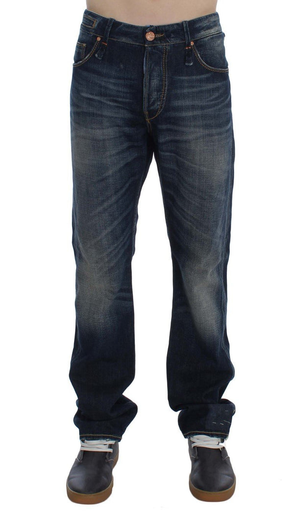 Blue Wash Cotton Denim Regular Fit Jeans