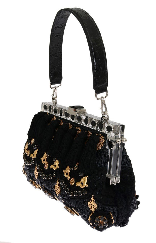 Black Tassel Gold Baroque Crystal VANDA Designer Handbag for Women