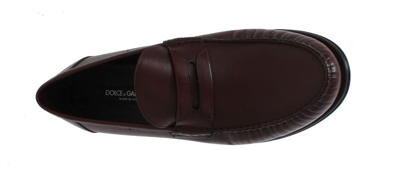 Bordeaux Leather Loafers Shoes