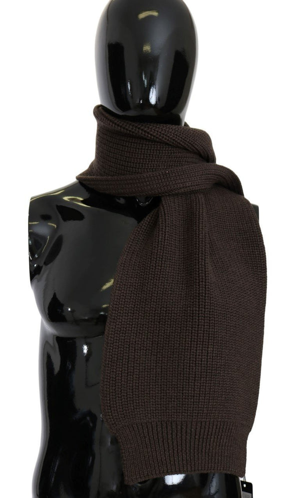 Brown Wool Knitted Scarf
