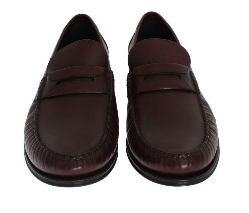 Bordeaux Leather Loafers Shoes