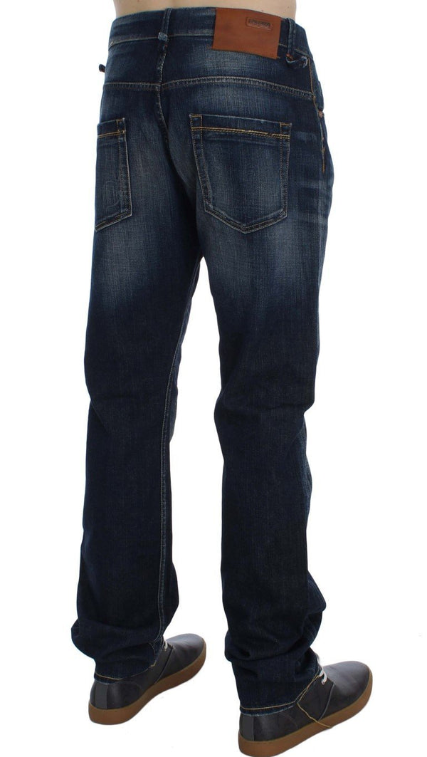 Blue Wash Cotton Denim Regular Fit Jeans