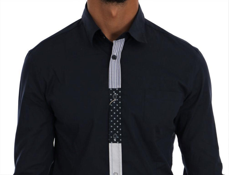 Blue Cotton Stretch Slim Fit Shirt