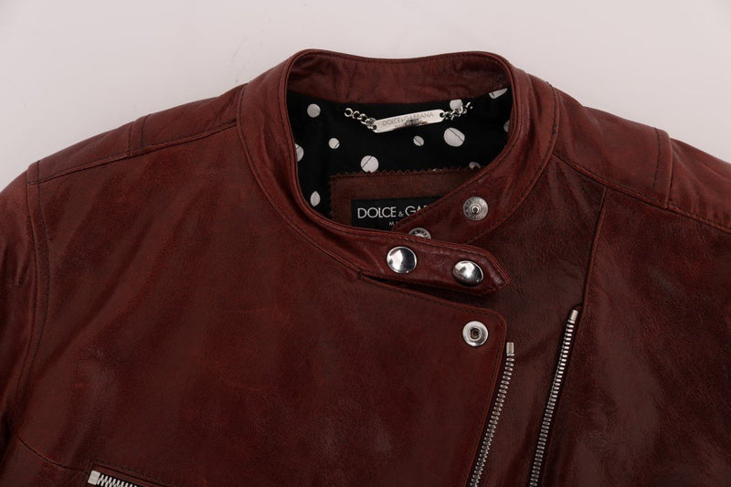 Bordeaux Biker Lambskin Leather Jacket