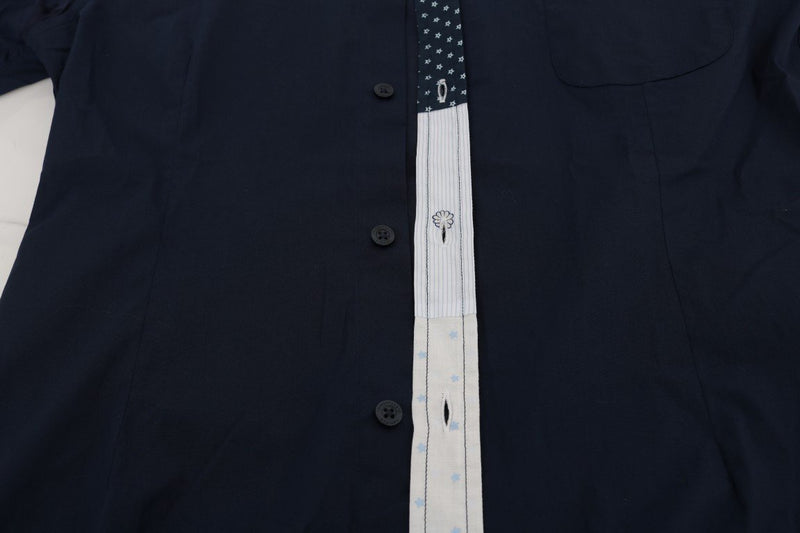 Blue Cotton Stretch Slim Fit Shirt