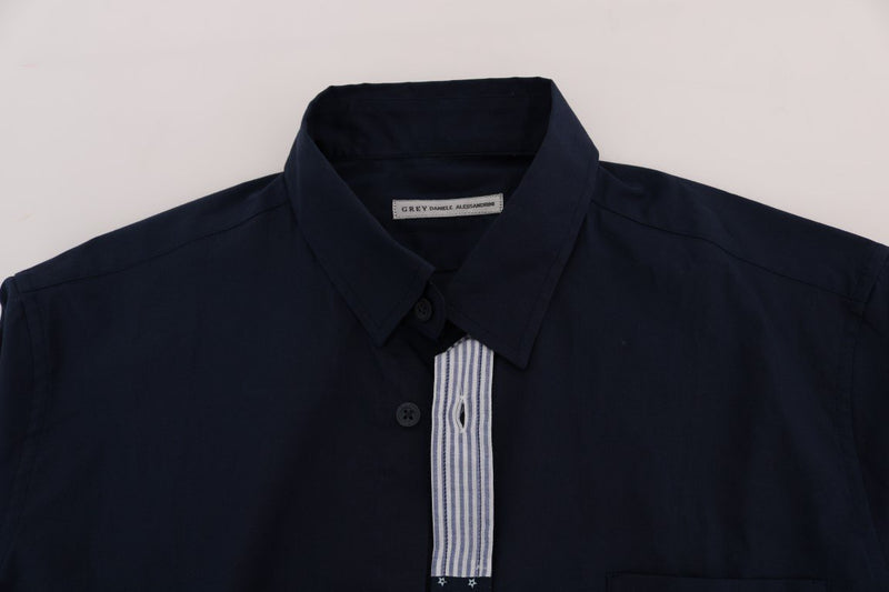Blue Cotton Stretch Slim Fit Shirt