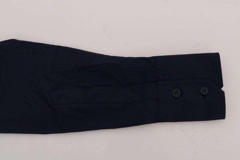 Blue Cotton Stretch Slim Fit Shirt
