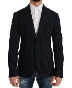 Gray Striped Slim Fit Wool Jacket Blazer