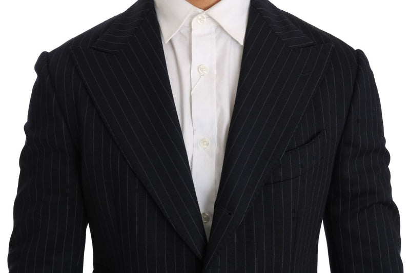 Gray Striped Slim Fit Wool Jacket Blazer