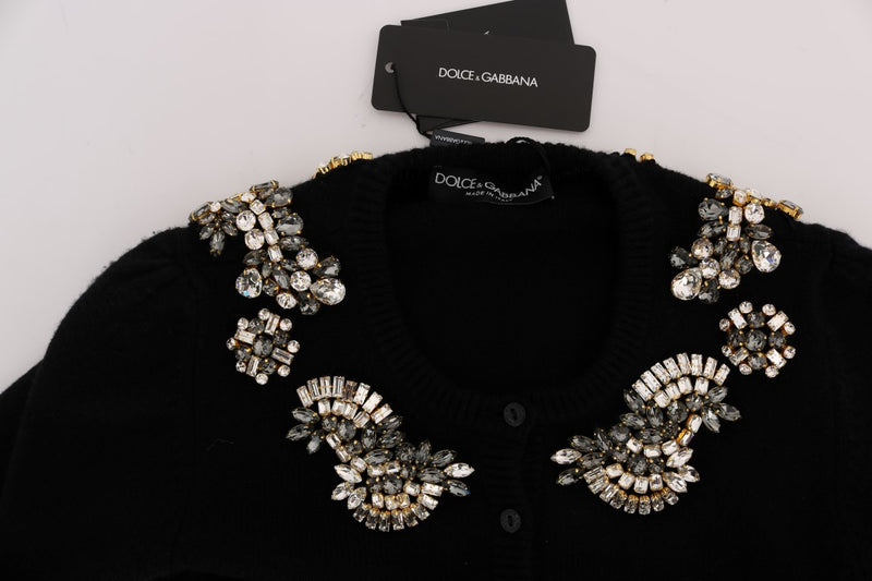 Black Cashmere Crystal Cardigan Sweater