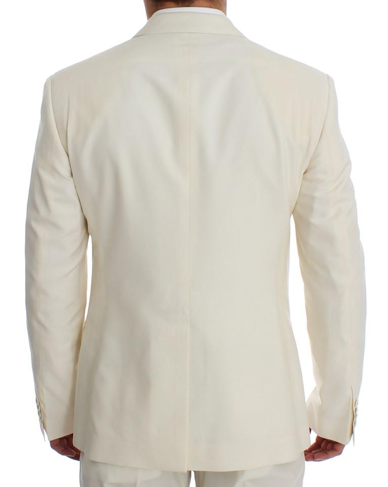 White Silk Wool Slim Fit One Button Suit