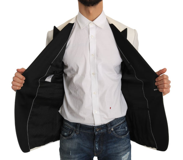 White Black Wool Jacket Blazer