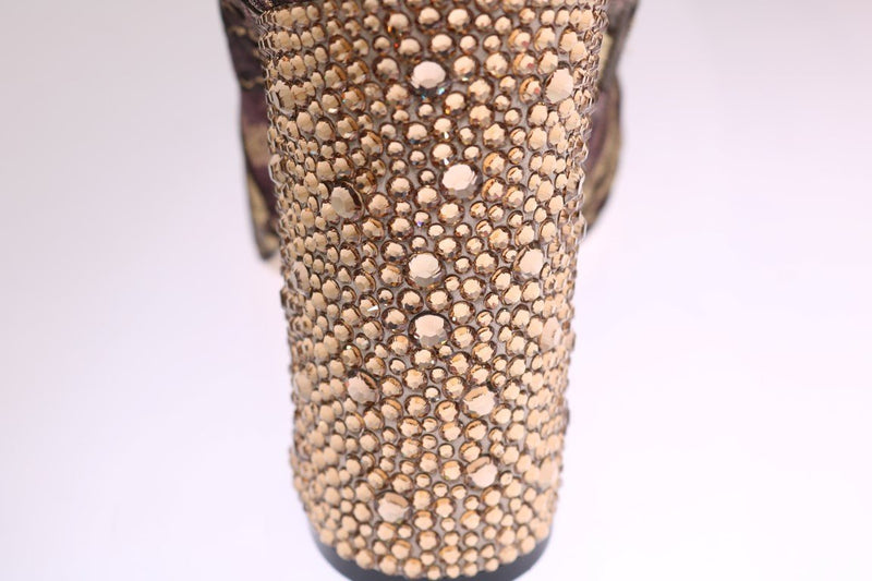 Purple Gold Jacquard Crystal Boots
