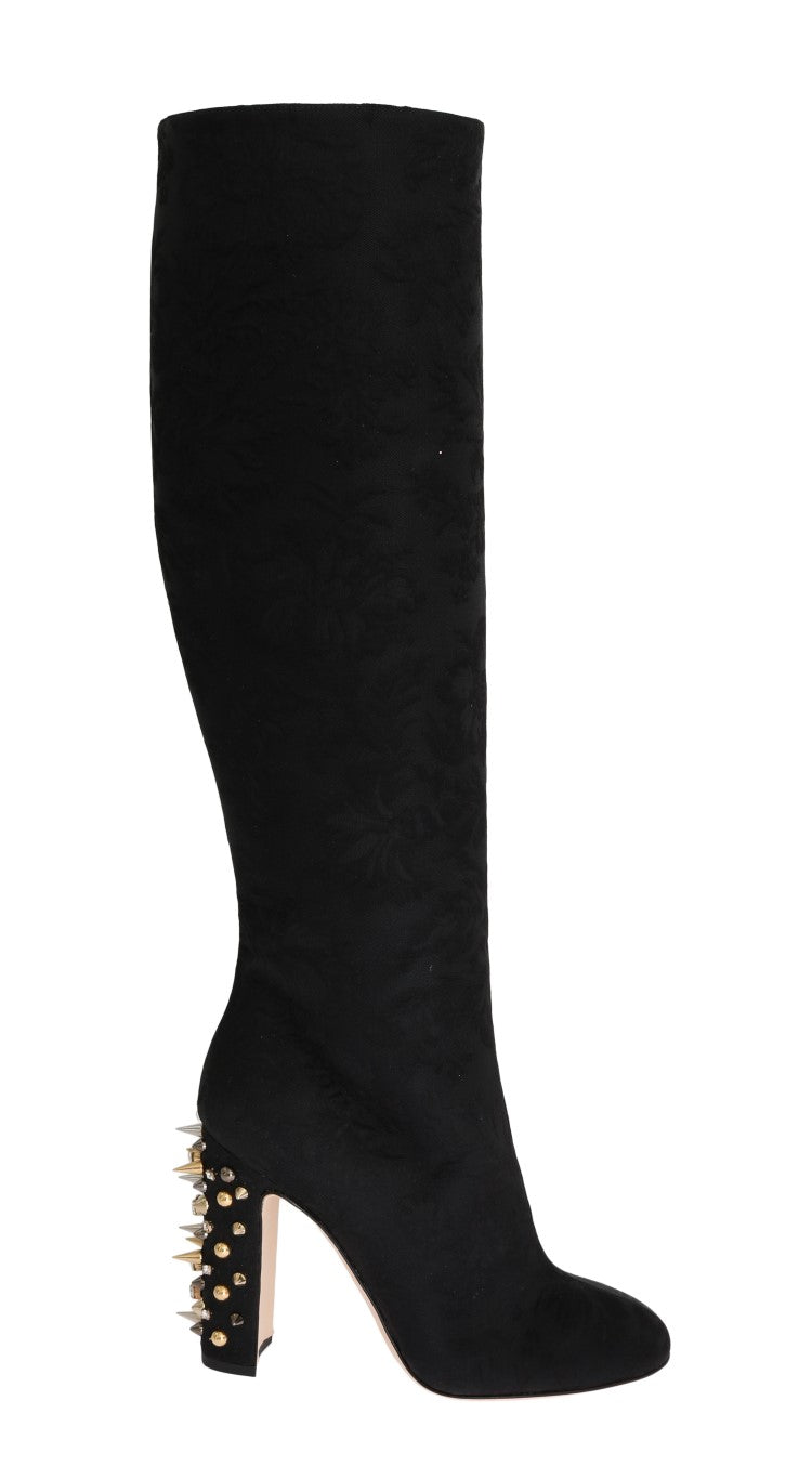 Black Jacquard Suede Corrida Boots