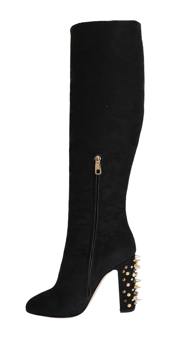 Black Jacquard Suede Corrida Boots