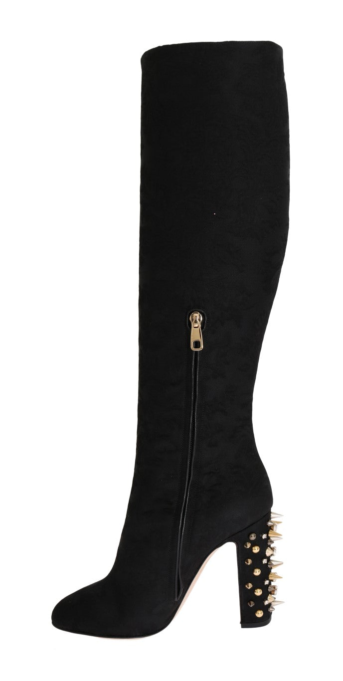 Black Jacquard Suede Corrida Boots