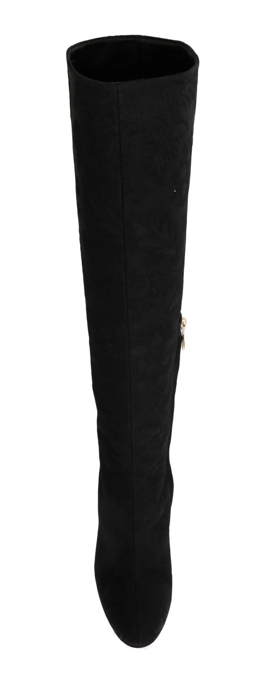 Black Jacquard Suede Corrida Boots