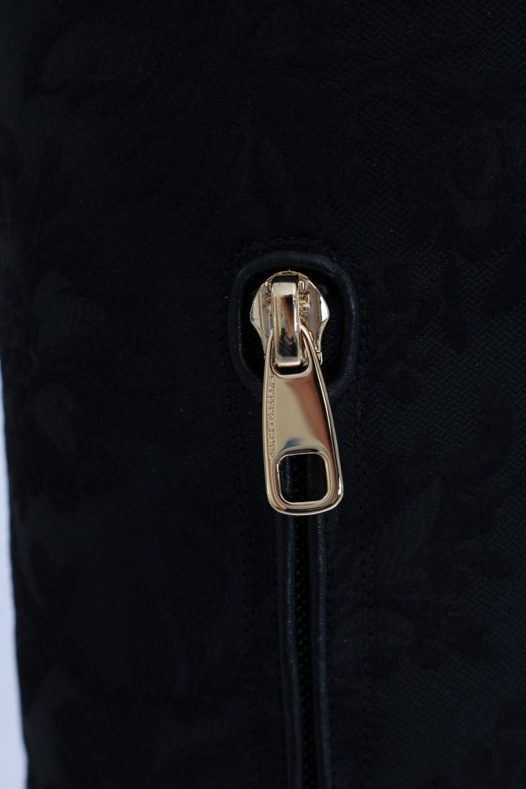 Black Jacquard Suede Corrida Boots