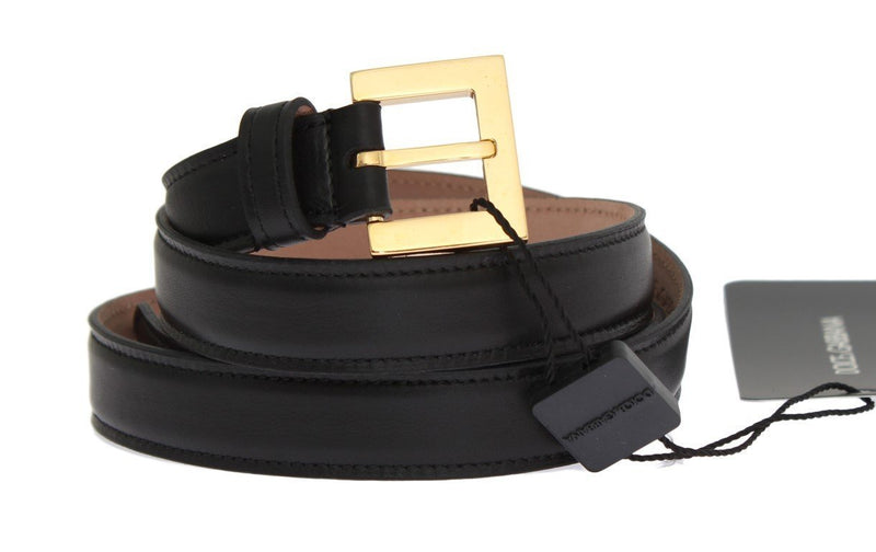 Black Leather Gold Buckle Belt