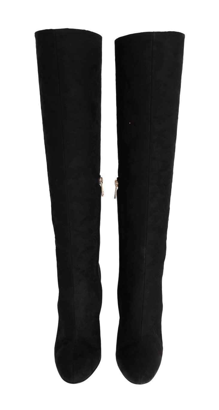 Black Jacquard Suede Corrida Boots