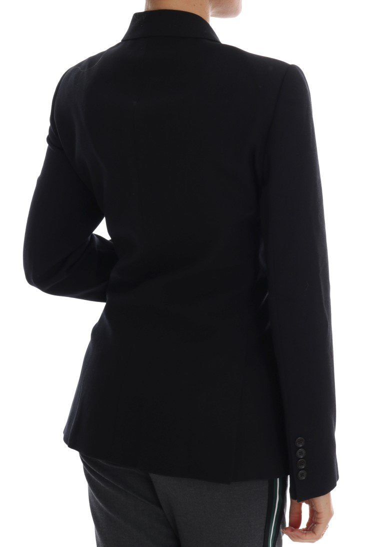 Black Wool Stretch Blazer Jacket
