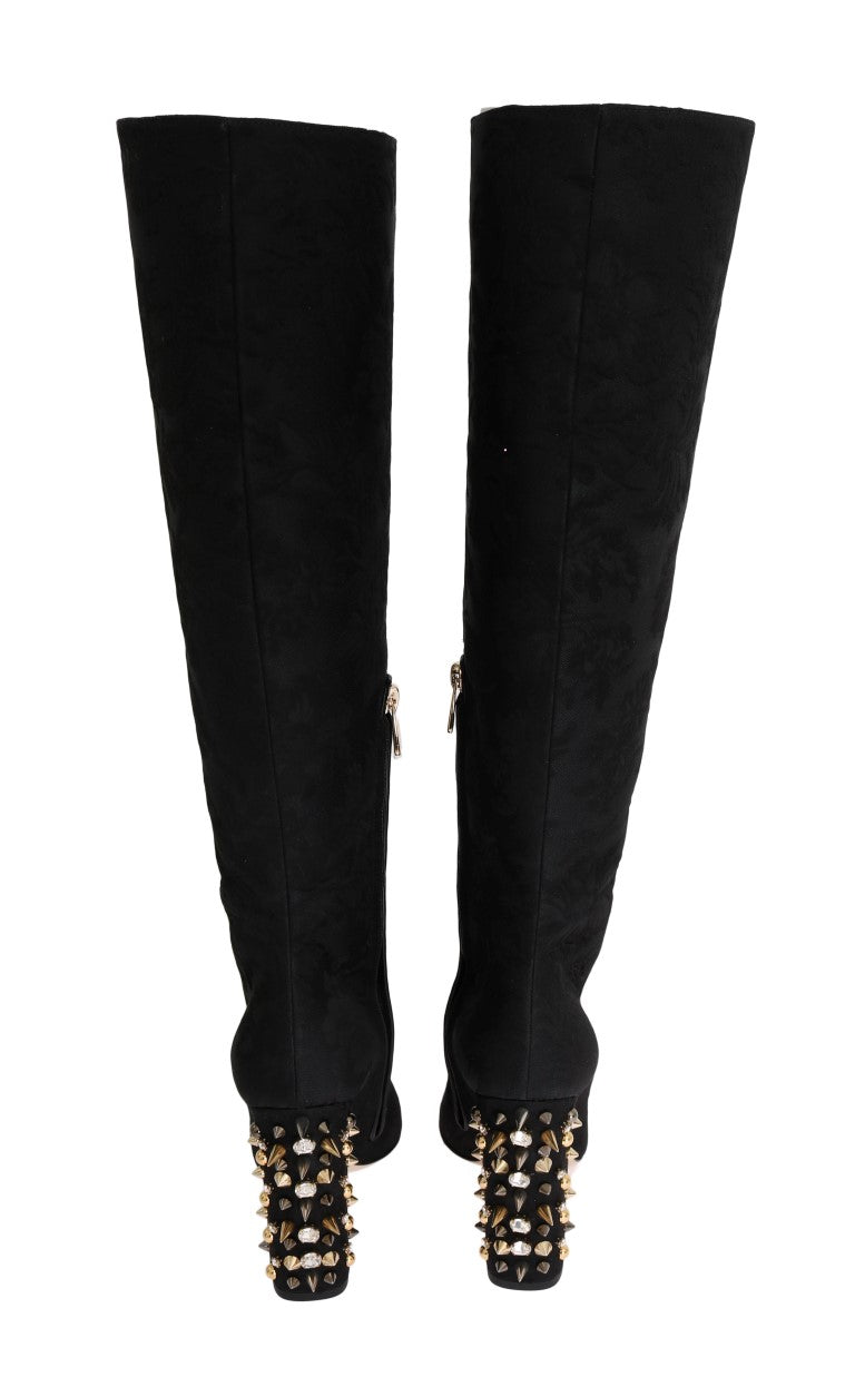 Black Jacquard Suede Corrida Boots
