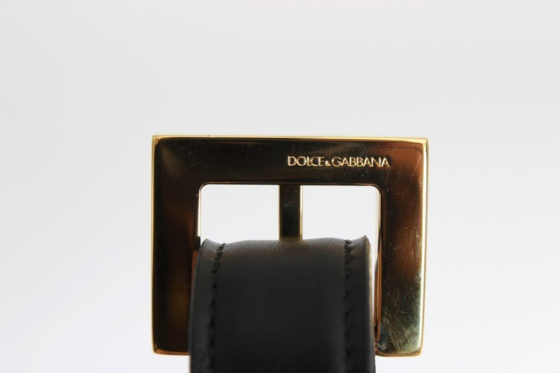 Black Leather Gold Buckle Belt