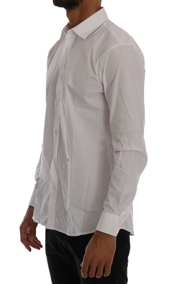 White Cotton Stretch Slim Fit Dress Shirt