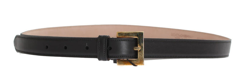 Black Leather Gold Buckle Belt