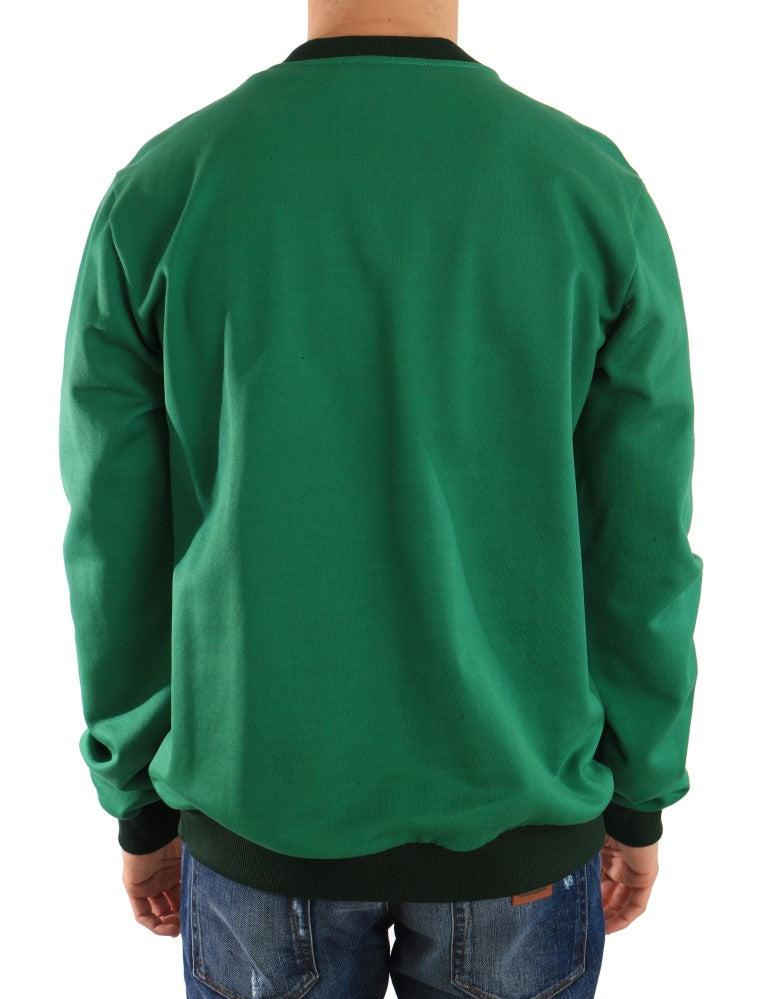 Green Cotton Pullover Sweater