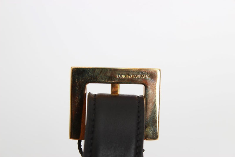 Black Leather Gold Buckle Belt