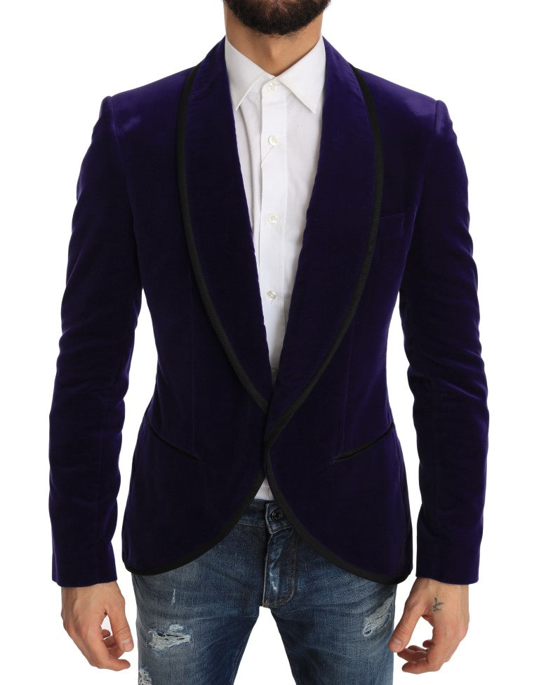 Purple Velvet Slim Fit Blazer Jacket