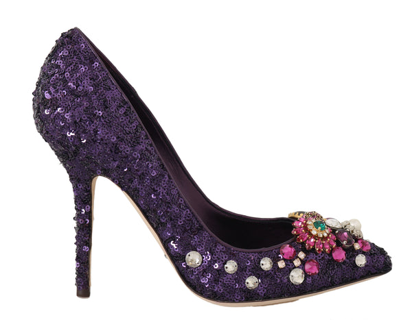 Purple Sequined Leather Crystal