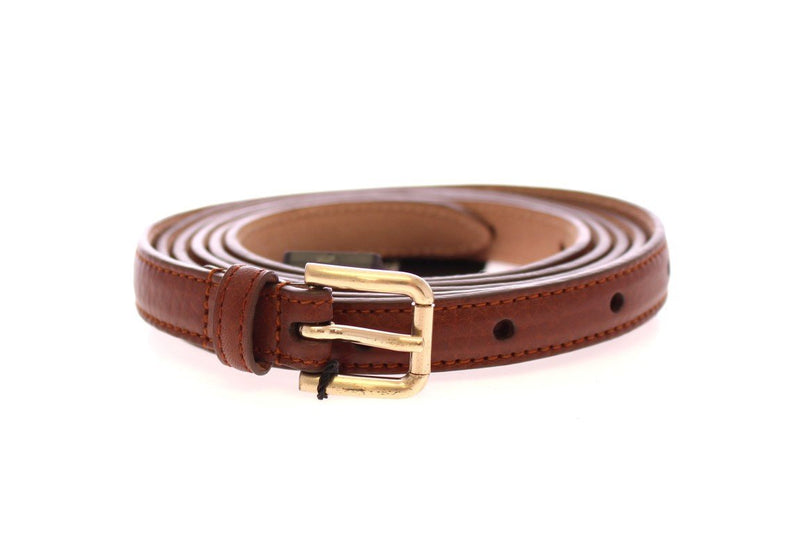 Brown Leather Skinny Belt