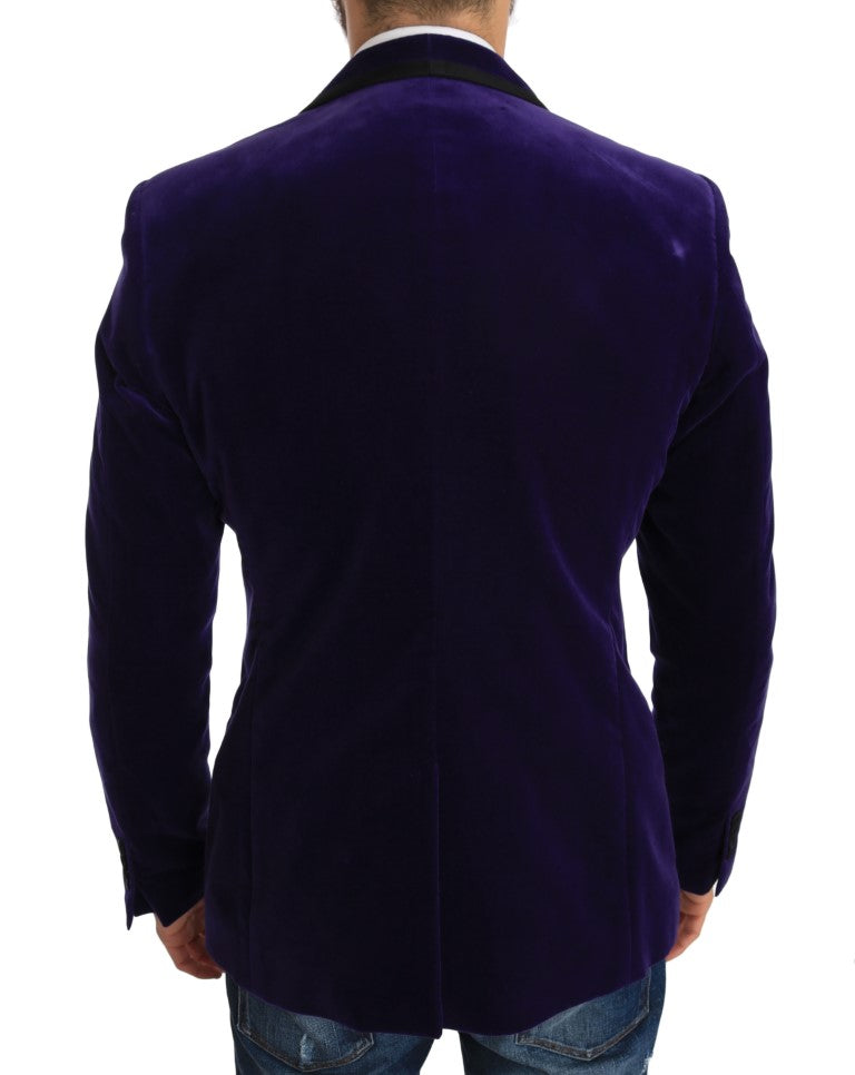 Purple Velvet Slim Fit Blazer Jacket