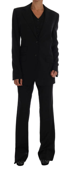 Black Wool Three Piece Suit