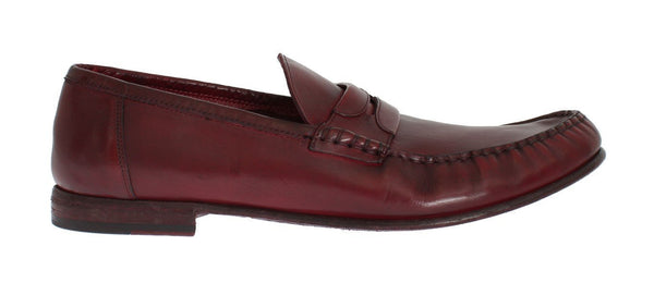 Red Leather Loafers Shoes