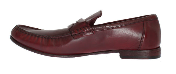 Red Leather Loafers Shoes