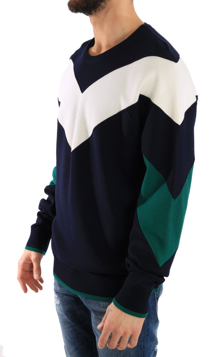Blue Wool Crewneck Pullover Sweater