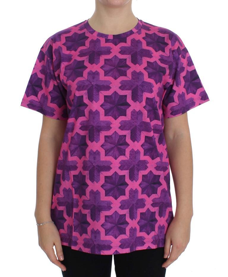 Pink Purple Cotton Motive T-shirt