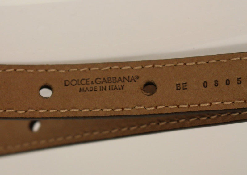 Brown Leather Skinny Belt