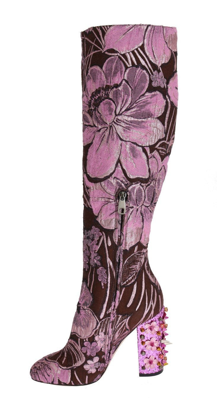 Purple Pink Jacquard Crystal Boots