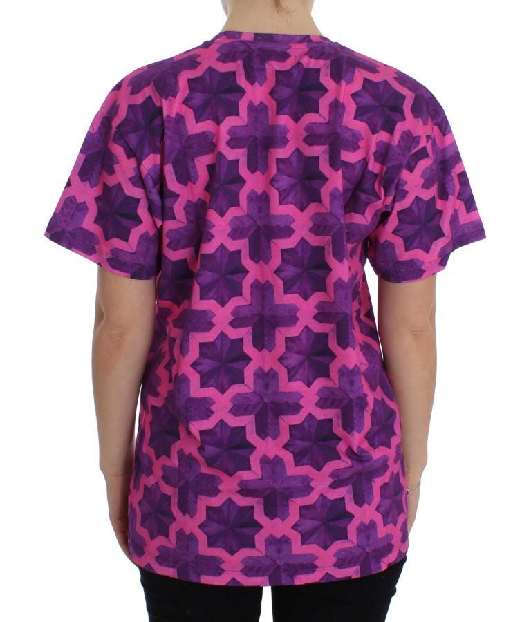 Pink Purple Cotton Motive T-shirt